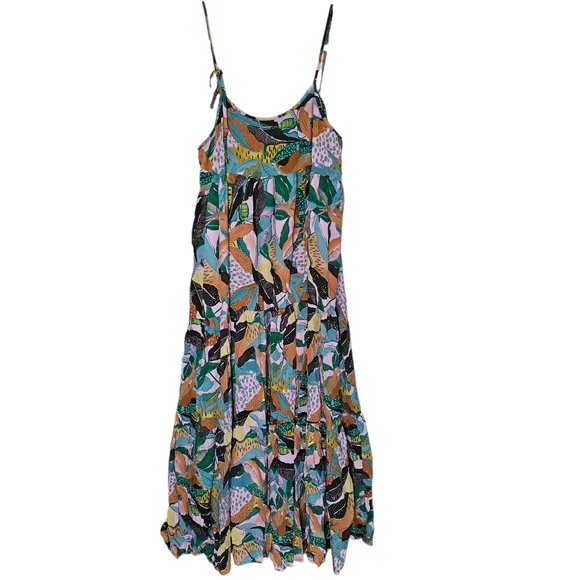 NATURAL LIFE Multicolor Tropical Print Maxi Dress - Green, Yellow & Pink - Picture 2 of 5